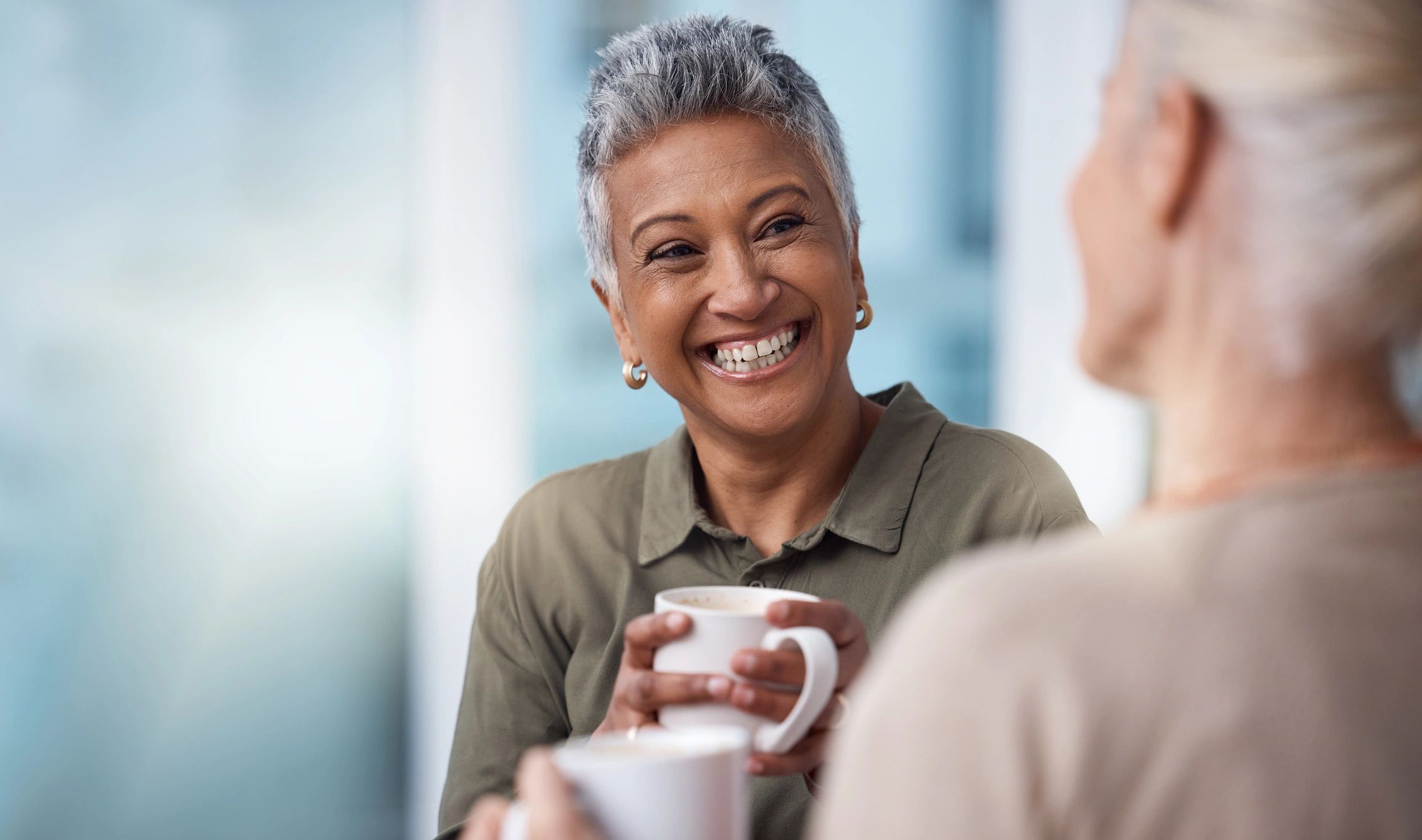 Senior women enjoying coffee